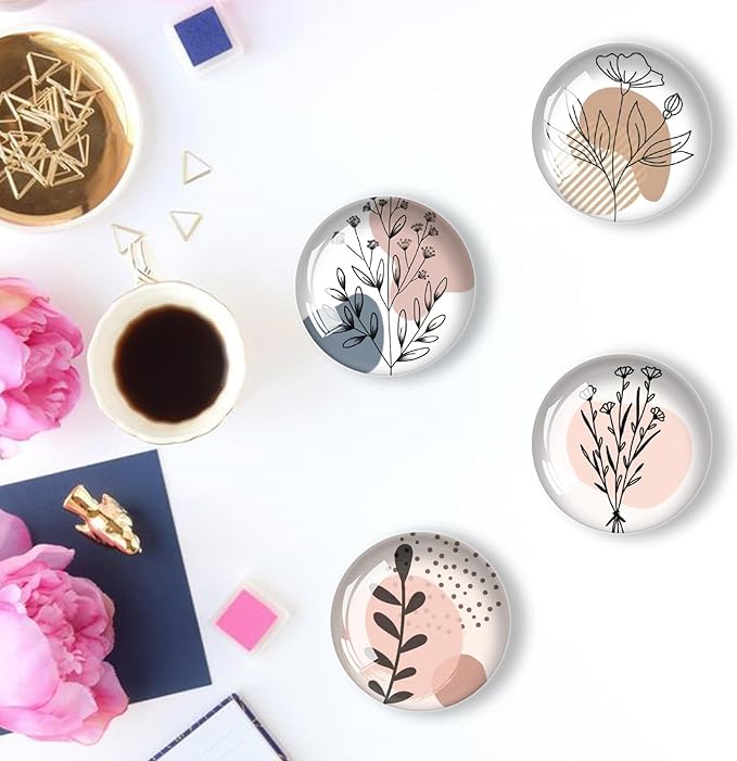 Art Line Flower Refrigerator Magnets 12Pcs Glass Strong Magnetic Refrigerator Magnet Fridge Sticker,Crystal Fridge Magnets Decoration for Crafts,Strong Fridge Magnets for Kitchen, School