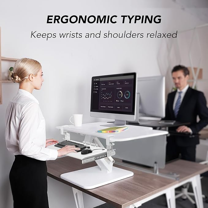Keyboard Tray Under Desk Pull Out with Extra Sturdy C Clamp Mount System, 27.3 (32.5 inch Including Clamps) x 11 Inch Slide-Out Platform Computer Drawer for Typing White AX01WW01