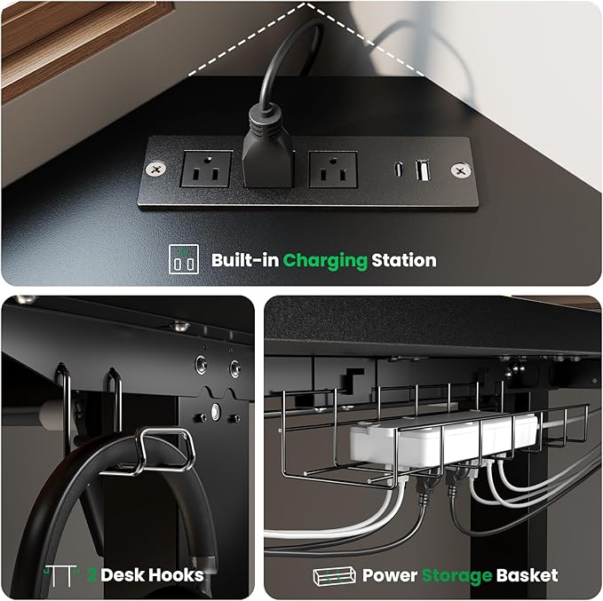 SIAGO L-Shaped Standing Desk - 75 x 63 Inch Adjustable Corner Standing Desk with Charging Station - L Shape Sit Stand Table with Memory Controller, Splice Board for Home Office