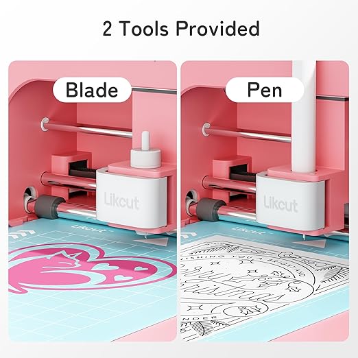 S501 Vinyl Cutter Machine with Built-in Storage, Die Cutting Machine of Multi Material Vinyl, HTV, Cardstock, Paper, Includes Cutting Mat, Black Pen, Weeding Tool, Pink