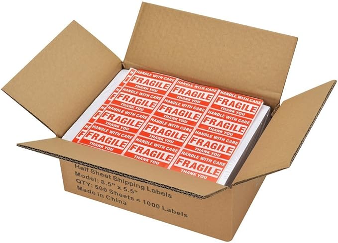 MFLABEL Half Sheet Label Laser/Ink Jet USPS UPS FedEx Shipping Label 8.5 x 11 Inches Packaging Labels, Address Labels for Laser & Inkjet Printers, 3000 Count(1500 Sheets)