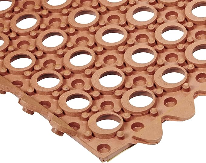 NoTrax 3' x 3' Light-Duty Rubber Drainage Mat, Customizable Modular Interlocking Design with Ergonomic Support, Anti-Fatigue, Non-Slip Surface, Red, 501S0033RD