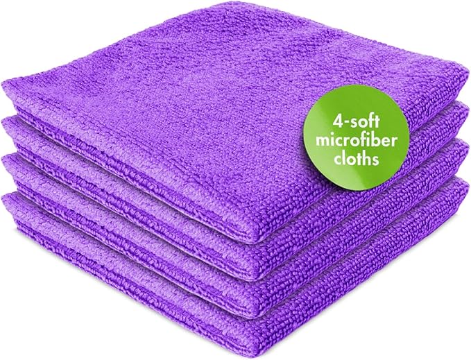 Screen Mom Screen Cleaner Purple Microfiber Cloths (4-Pack) - Microfiber Screens Cleaner Cloths, TV Cleaning Cloth for Electronic Cleaners, Laptop, Computer & Car Screens Cleaning Kit, TV Cleaners