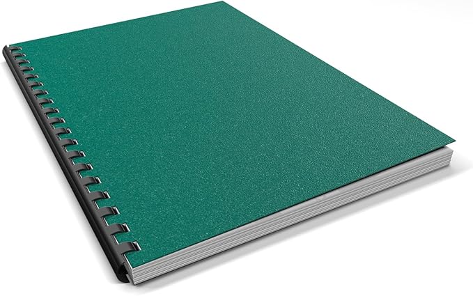 Binditek 25 Pack 12 Mil Sand-Textured Polycover, Plastic Binding Cover for Business Reports and Proposals, Lightly Sanded Finish, Square Corners, Un-Punched, Green, Office Supplies