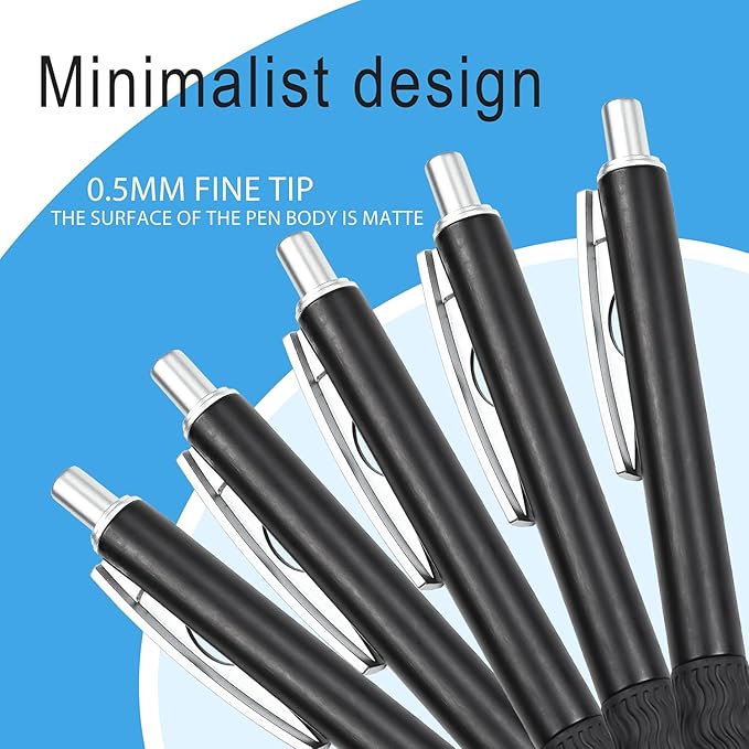 Black Gel Pens, 50 Pack Black Pens Bulk 0.5mm Black ink Fine Tip Pen, Smooth Writing, Click Gel Ink Roller Ball Pen for Office, nurses, families, and school diaries