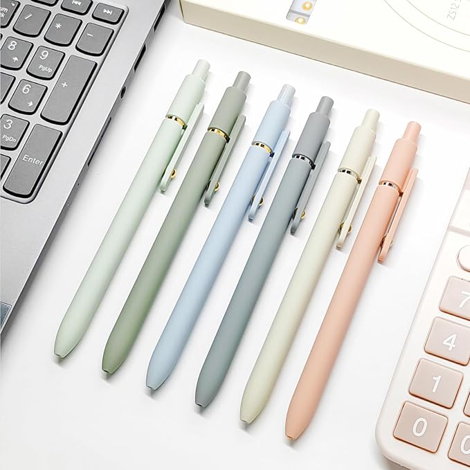 12 Pcs Gel Pens 0.5mm Quick Dry Black Ink Pens Fine Point Smooth Writing Pens, Cute Office and School Supplies Gifts for Women Teacher Students (12 Pcs Morandi Gold and Silver)