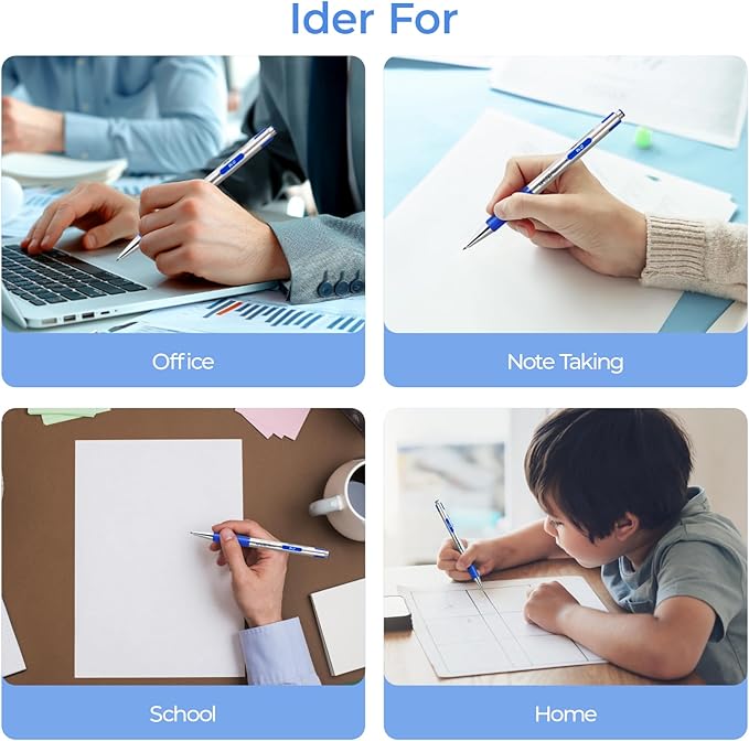 M&G Ballpoint Pens, Blue Ink Pens Medium Point 0.7mm, Retractable Ballpoint Pens Bulk Long Lasting Smooth Writing with Anti-Slip Grip for Journaling Office Supplies School Women Men (12 Pack)