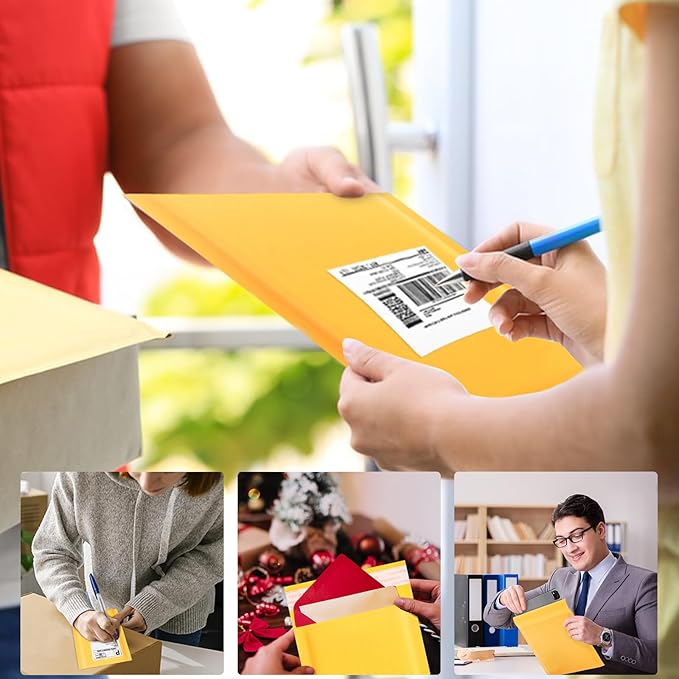 Kraft Bubble Mailers 6x10 Inch 50Pack Yellow Self-Seal Padded Envelopes Bubble Opaque Padded Mailers Shipping Bags for Small Businesses to Package and Mail Jewelry Cosmetics, Electronic Products