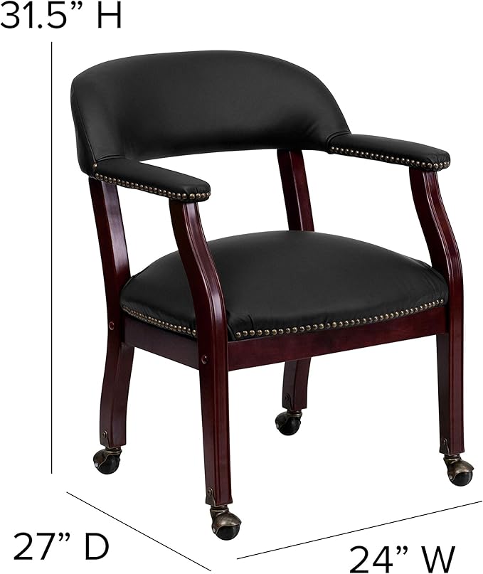 EMMA + OLIVER Black LeatherSoft Conference Chair with Casters
