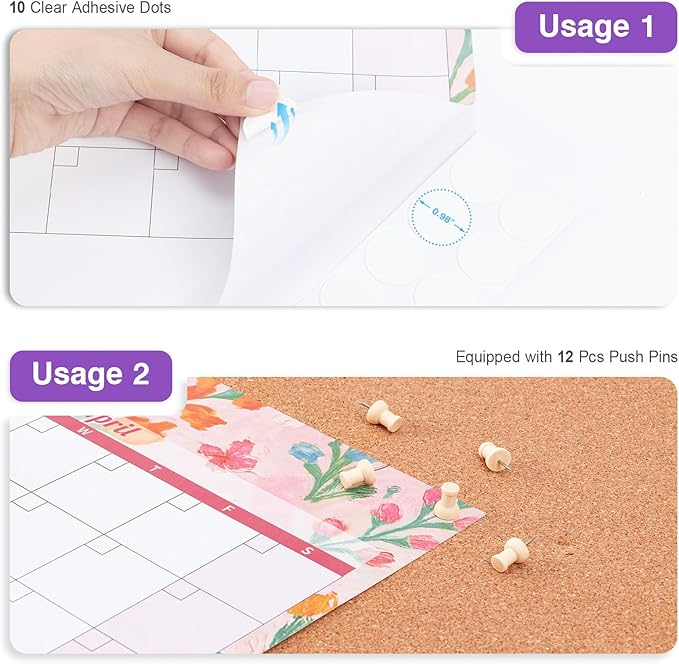 Ospelelf Undated Wall Calendar 2025 Large Laminated Dry Erase Calendar 36.6'' x 48'' Yearly 12 Month Family Calendar