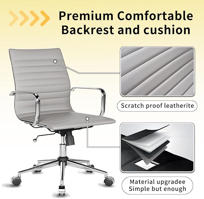 Chair, Desk Computer Chair ,with Armrests ,Ergonomic Office Chair for Home and Office, 17.32 x 22.83 x 35.43 inches, Multiple Colors (Grey)