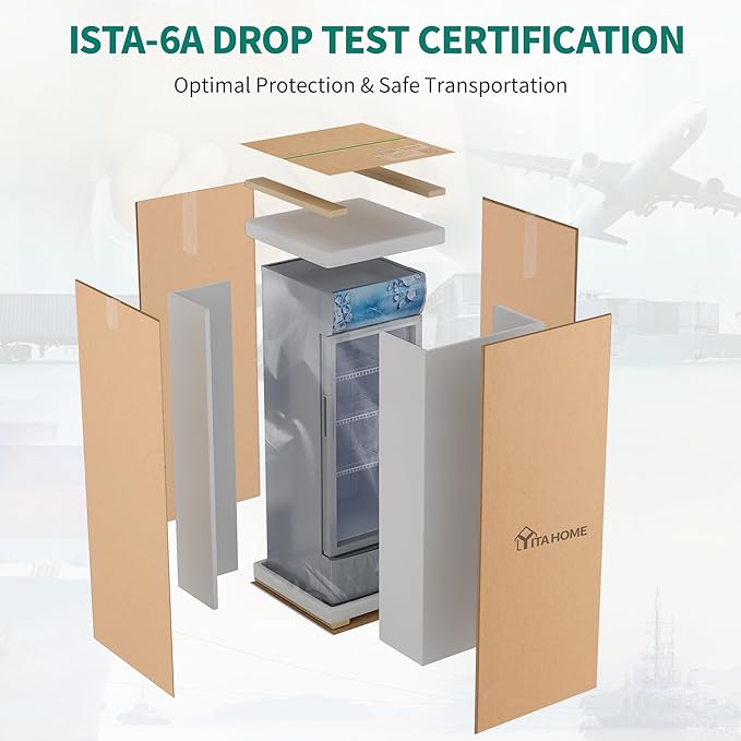 YITAHOME 6.9 CU.FT. Beverage Display Refrigerator with One Glass Door, Commercial Drink Beer Fridge Cooler for Home Office with Customized Light Box 7 Speed Control 3 Ajustable Shelves and Locking