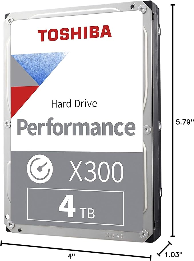Toshiba X300 4TB Performance & Gaming 3.5-Inch Internal Hard Drive – CMR SATA 6 GB/s 7200 RPM 512 MB Cache - HDWR740XZSTA