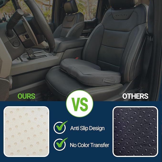 Gel Seat Cushion – Office Chair Cushion – Non-Slip Gel Memory Foam Coccyx Cushion for Tailbone Pain - Desk Chair Car Seat Cushion Driving - Sciatica Back Pain Relief, Mesh, Grey