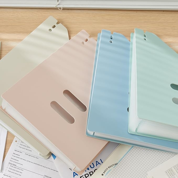 2-Piece Vertical Accordion Folder Manager, 13 Grid Expansion Pages, Vertically Opened Storage Bag for organizing Materials, School, Home, and Office letterhead, Sky Blue