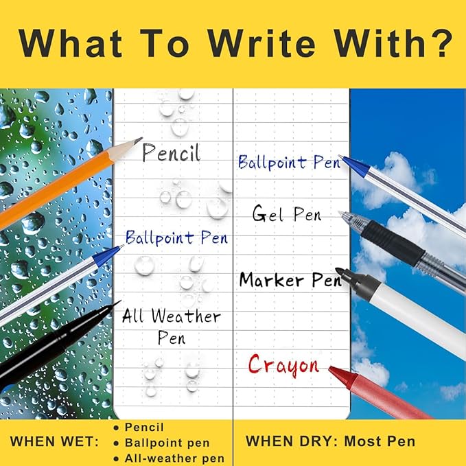 2PCS Weatherproof Stone Paper Spiral Notebooks 8 1/2" x 11" with 100 Pages Universal Pattern, A4 Large Size Waterproof Notebooks for Outdoor Field (8.5" x 11", Black)