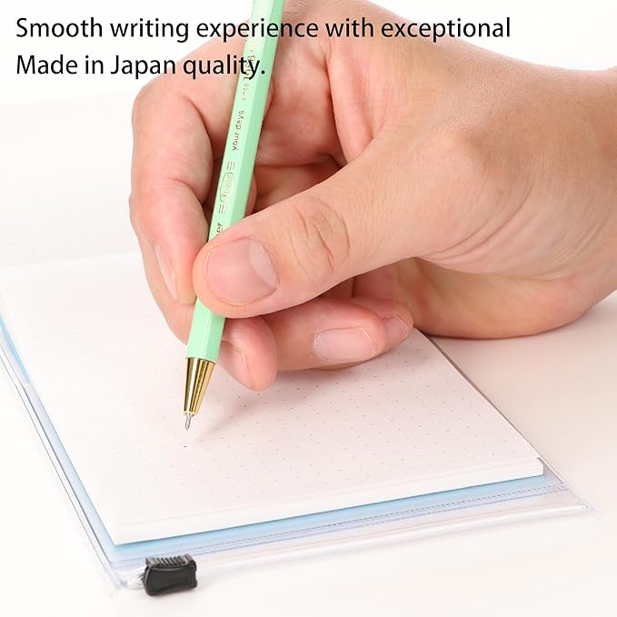 MARK'STYLE Time For Paper – Retro styling Ballpoint Pen, 0.5mm Black Gel Ink, For Office, School, and Journaling | Made in Japan, Refill Included (Mint)