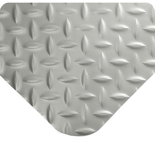 Wearwell 414.1516x4x68GY Diamond-Plate SpongeCote UltraSoft Mat, 68' Length x 4' Width x 15/16" Thick, Gray
