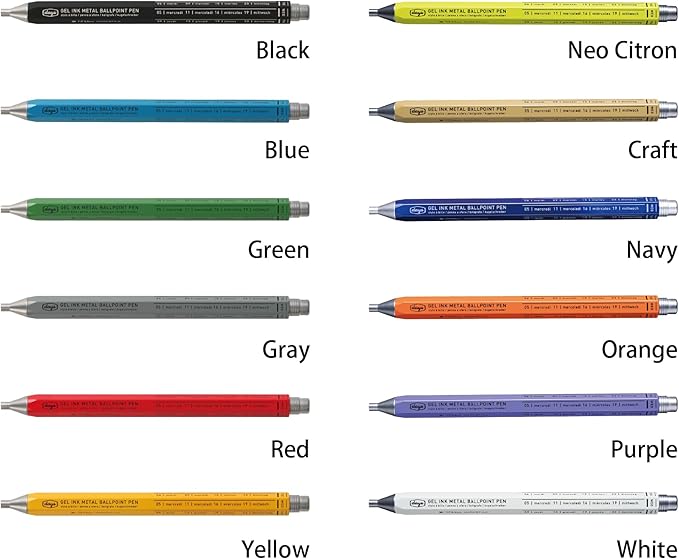 MARK'STYLE days, Gel Ink Metal Ballpoint Pen - 0.5mm Retractable Black Ink, Retro styling Light Weigh Pen, Made in Japan- Perfect for School, Office, and Journaling (Gray)