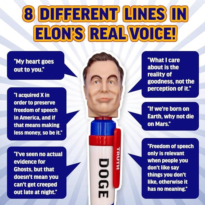 Talking Elon Musk Doge Pen - Speaks Multiple Authentic Voice Recordings - Collectible Presidential Pen - Funny Political Gag Gift or Innovation Birthday Gifts for Men, Dad & Fathers