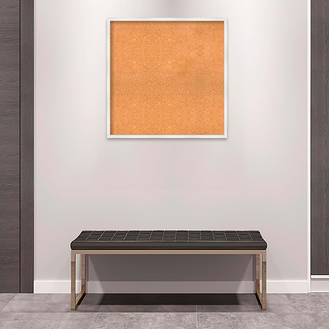 Amanti Art Natural Cork Board for Wall, 31x31 Vision Board with White Frame, Large Corkboard Office Decor for Home Organization, Country Rustic Corkboard Pinboard to Display Items for Home