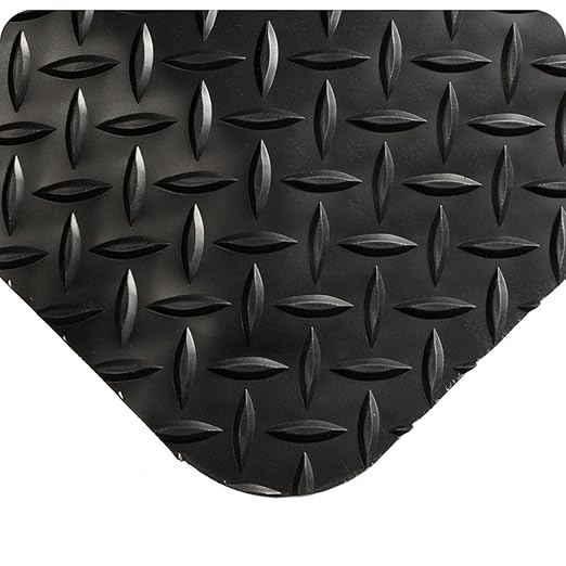 Wearwell 414.1516x6x43BK Diamond-Plate SpongeCote UltraSoft Mat, 43' Length x 6' Width x 15/16" Thick, Black