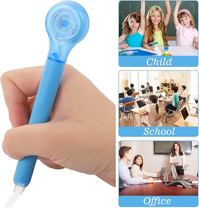 BESARME 12 Pieces Correction Tape Pen, Push Pull Protective, Easy to Use Applicator for Instant School Office Supplies, 1/5 X 236 Inch