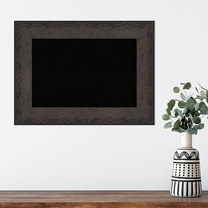 Amanti Art Black Cork Board for Wall, 17x23 Vision Board with Black Wood Frame, Small Corkboard Office Decor for Home Organization, Modern Corkboard Pinboard to Display Items for Home Organization in