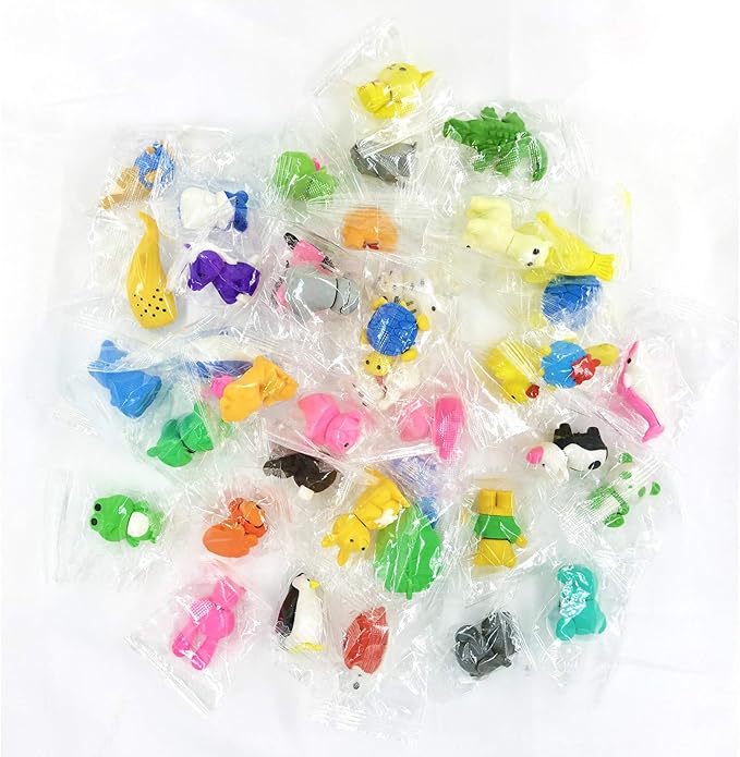 Animal Erasers Desk Pet 40 Pack 3D Animal Erasers for Kids Cute Fun Puzzle Erasers for Students School Supplies Prize Gifts Party Favors