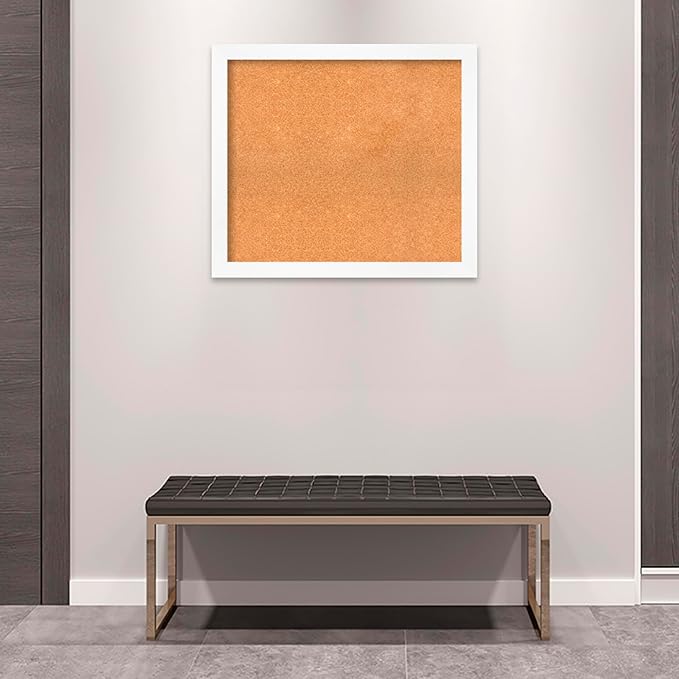 Amanti Art Natural Cork Board for Wall, 29x33 Vision Board with White Frame, Large Corkboard Office Decor for Home Organization, Modern Corkboard Pinboard to Display Items for Home Organization in