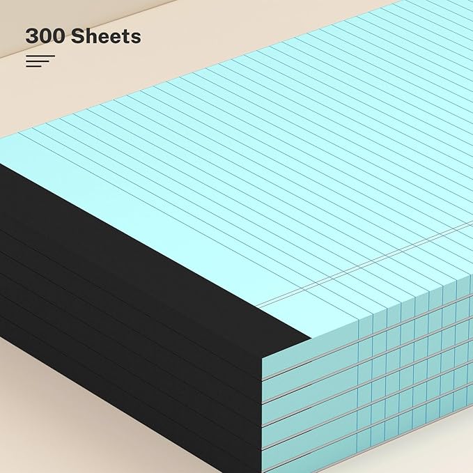 300 Sheets Blue Legal Pads 8.5 x 11 College Ruled Paper 6-Pack Note Pads Narrow Ruled 50 Sheets per Notepad Perforated Writing Pad Durable Sturdy Back 8x11 Pads of Paper