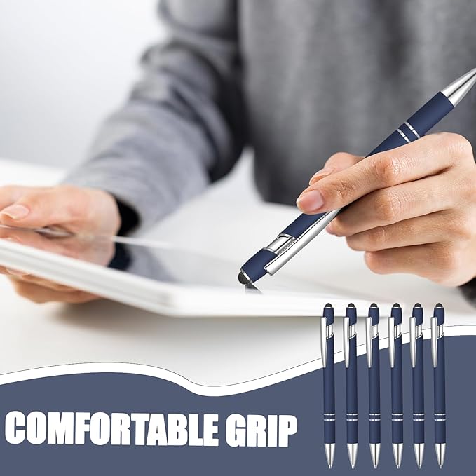 36 Pcs Blue Ink Ballpoint Pen with Stylus 2 in 1 Ballpoint Pen for Touch Screens School Office Coworkers (Blue)