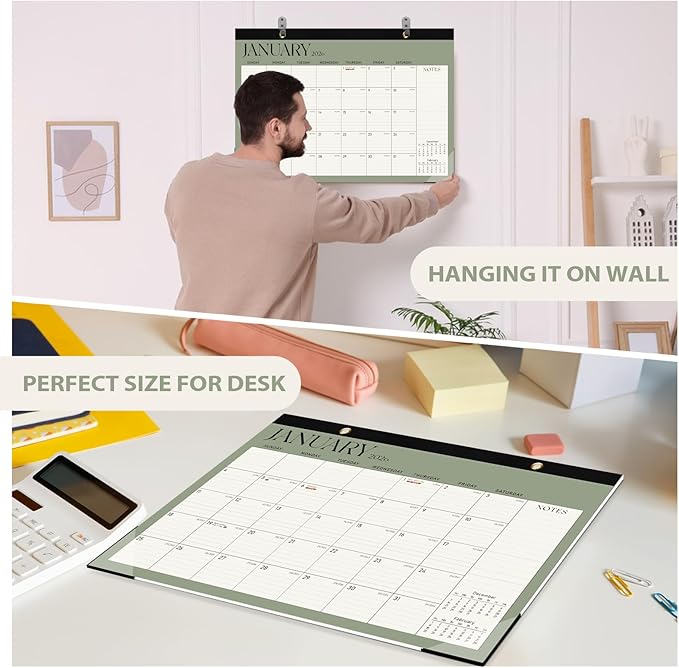 Desk Calendar 2025-2026, Runs Until December 2026 - Large Size 17" x 12" Desktop/Wall Monthly Calendar with To Do List, Personal Desk Calendar Planner for Home, School, Office