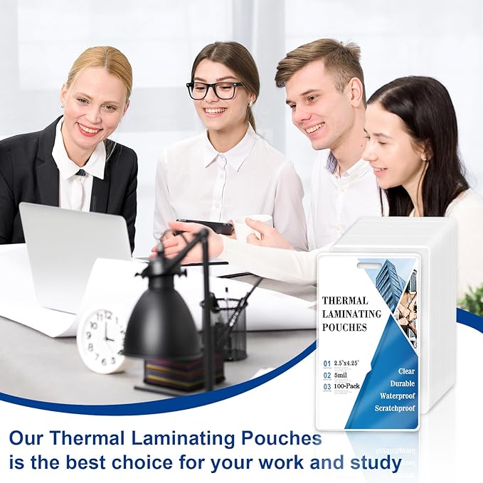 100 Pack 5 Mil Laminating Pouch with Colorful Loop 2 1/2" x 4 1/4" Luggage Tag Laminating Pouches with Slot Hole Thermal Laminate Pouch Tags Kit Resealable for Work Permits Pass Cards Student ID Cards