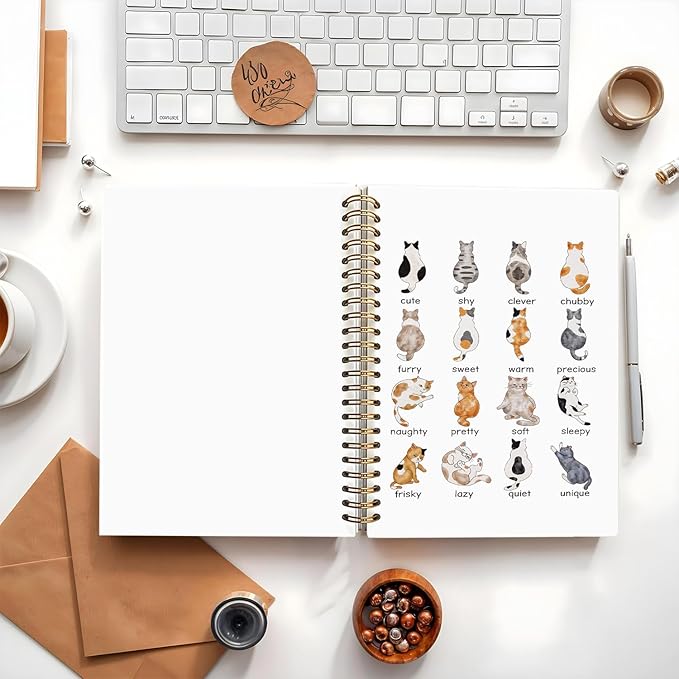 Cat Notebook Journal, Cat Office Supplies Notebooks for School, Cat Lover Gifts for Women Men, Cat Gifts for Girls, Cat Notepad 5.5x8.3 Inch