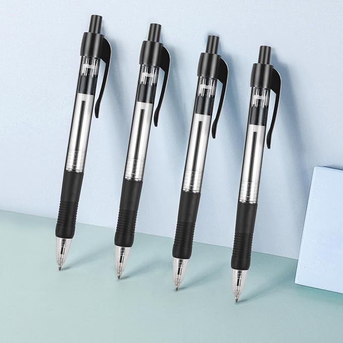 200 Pack Ballpoint Pens Bulk, Black Gel Ink Pens, 1.0 mm Medium Point Pen, Retractable Smooth Writing Pen with Comfortable Grip for Journal Writing Home Office Supplies (Black Ink)