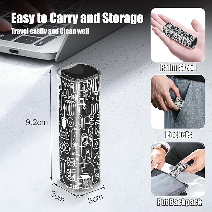 walrfid 2 Pack Car Screen Cleaner, Computer Screen Cleaner Spray and Wipe, Laptop Cleaning Mist Kit for Electronic iPad, iPhone, Phone, MacBook, TV, Monitor, Tablet Display, with Graffiti Case, Black