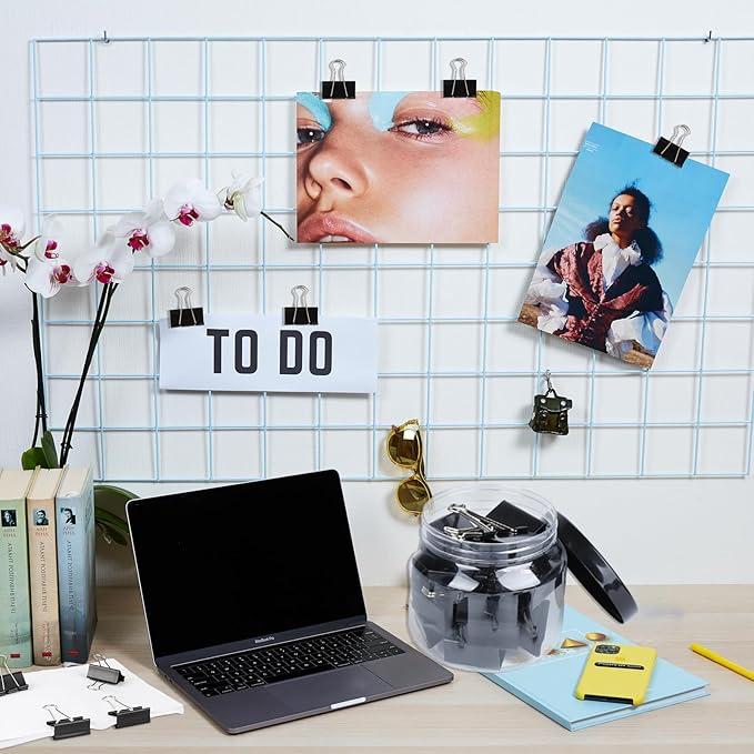 Ufmarine Extra Large Binder Clips Standard 2 inch Length, 1 inch Capacity, 40 Pcs Jumbo Binder Clips for Office