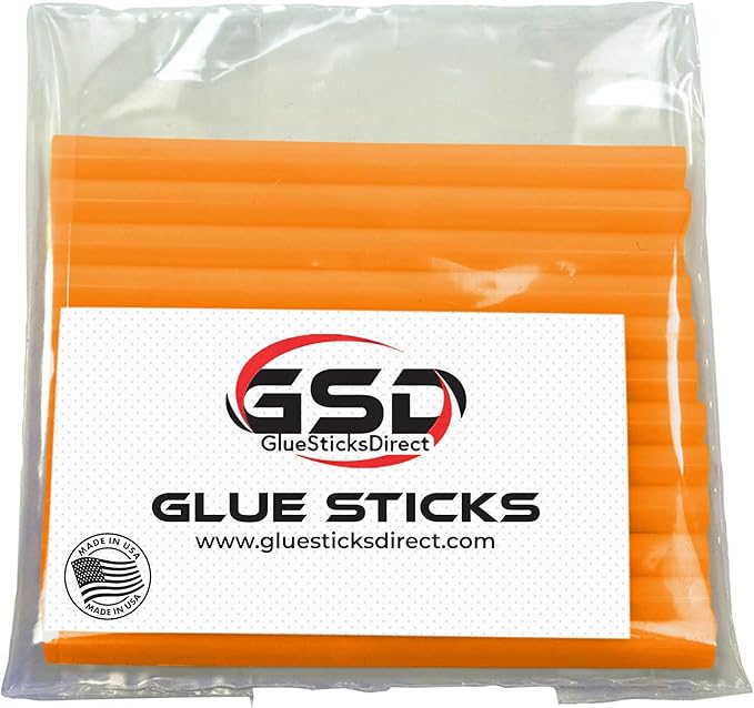 Mini Size Hot Melt Glue Sticks for Glue Gun - Bulk 4in Translucent Peach Glue Sticks - Great for Art Craft Repairs & Compatible w/Most Glue Guns - 5/16" X 4" (24 Sticks) - USA Made
