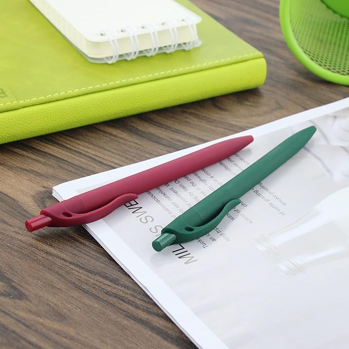 Deegtran 200 Pack Burgundy Red Barrel Click Pens, No Bleed Wholesale Retractable Ballpoint, Medium Point 1.0MM Black Ink, Smooth Writing