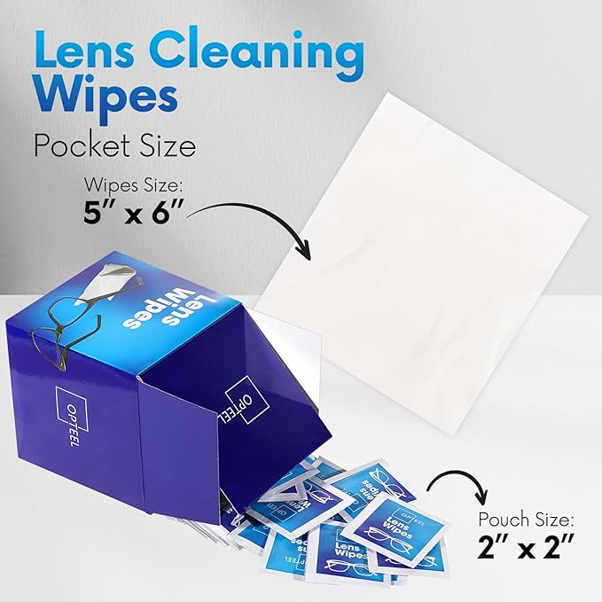 Lens Wipes for Eyeglasses - Pre-moistened Eyeglass Lens Cleaning Wipes - 600 Lens Wipes Individually Wrapped Sracth-Free Streak-Free Eye Glasses Wipes Lens Cleaner for Sunglass & Camera Lens