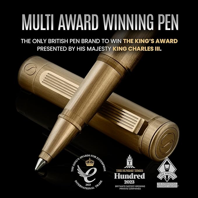 Scriveiner Bronze Rollerball Pen - Stunning Luxury Pen, Schmidt Ink Refill, Best Roller Ball Gift Set for Men & Women, Professional, Executive Office, Nice Pens