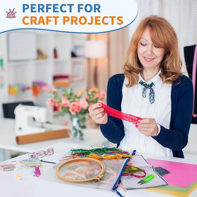 Umriox 16 Pack A5 Zipper Pouch, Mesh Bags with Zipper, Pencil Pouches, Zipper Bags for Puzzles, Office and Travel Supplies