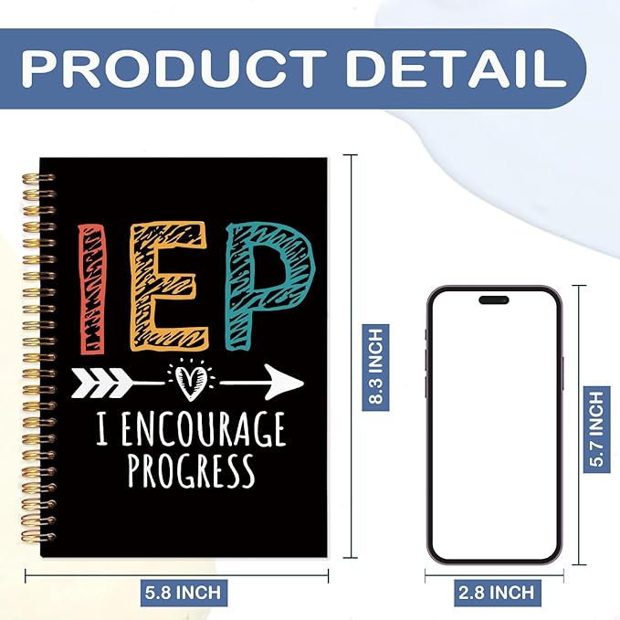 SNNDER IEP Special Education Teacher Gifts Notebook Journal, IEP Teacher Must Haves, IEP I Encourage Progress Hardcover Spiral Notebooks 5.5x8.3 Inch
