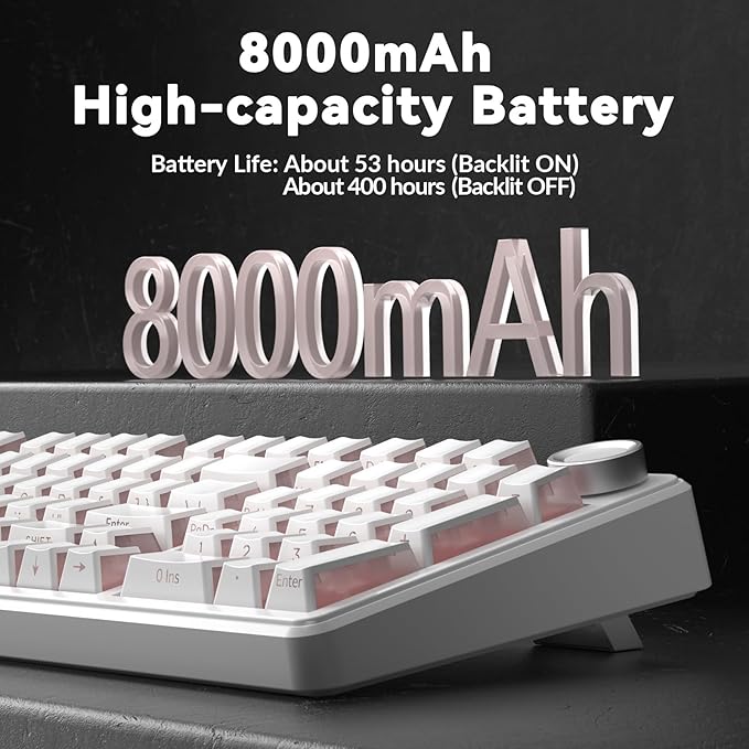 AULA F99 Pro Wireless Mechanical Keyboard-Silent Version,BT5.0/2.4GHz/USB-C Hot Swappable Custom Keyboard,Gasket Structure,Pre-lubed Linear Switches RGB Backlit Computer Gaming Keyboards,White