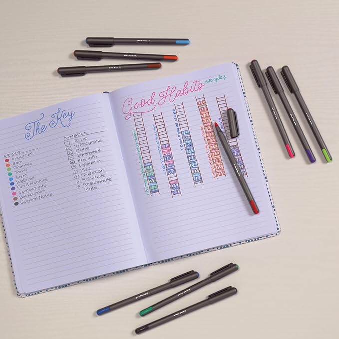 Pentonic Ballpoint Pens, 25 Count, 10 Assorted Ink Colors, 1.0 mm Medium Point, Smooth Writing For Journaling & Note Taking (PEN12127)