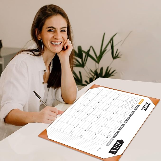 Large Desk Calendar 2025-2026, Calendar with Desk Protecting Pad, Desk Calendar Large 22x17, Runs From July 2025 to December 2026, 18 Months, Big Desktop Calendar for Family Classroom and Office(Brown)