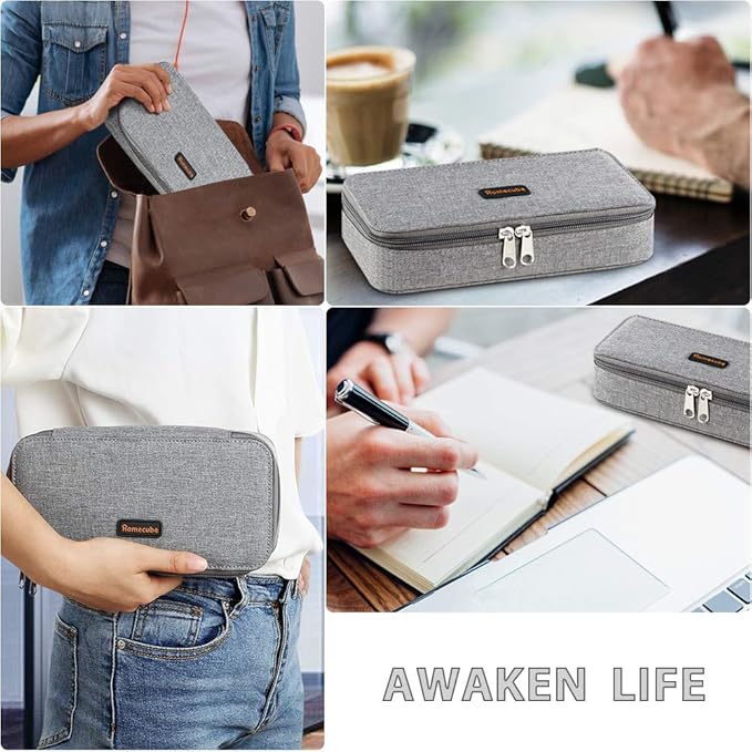 Homecube Pencil Case Capacious Pen Pencil Holder Box Makeup Pens Pouch Oxford Cloth Bag Large Storage Stationery Organizer with Zipper for School & Office - Gray