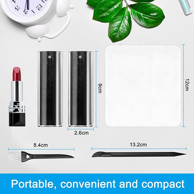 walrfid 2 Pack Screen Cleaner Spray and Wipe for Laptop Monitor and Car Screens, Phone Touchscreen Mist Cleaning Kit for Cellphone, Tablet, PC, Computer, LCD, MacBook, iPhone, iPad, Mac Pro - Black