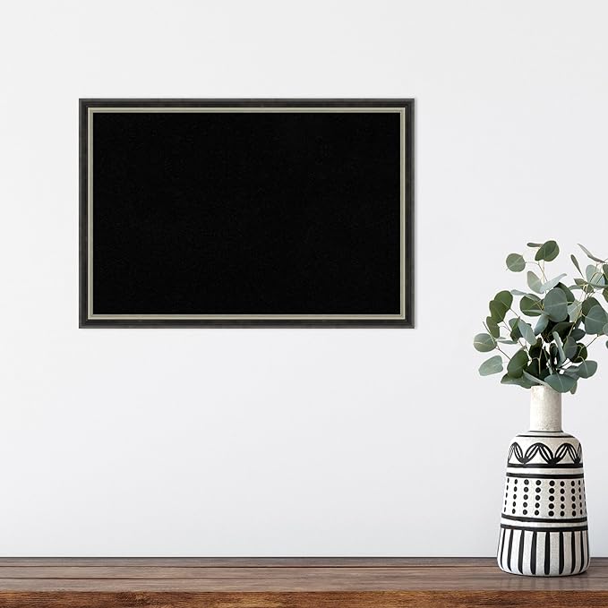 Amanti Art Black Cork Board for Wall, 13x19 Vision Board with Black Wood Frame, Small Corkboard Office Decor for Home Organization, Modern Corkboard Pinboard to Display Items for Home Organization in